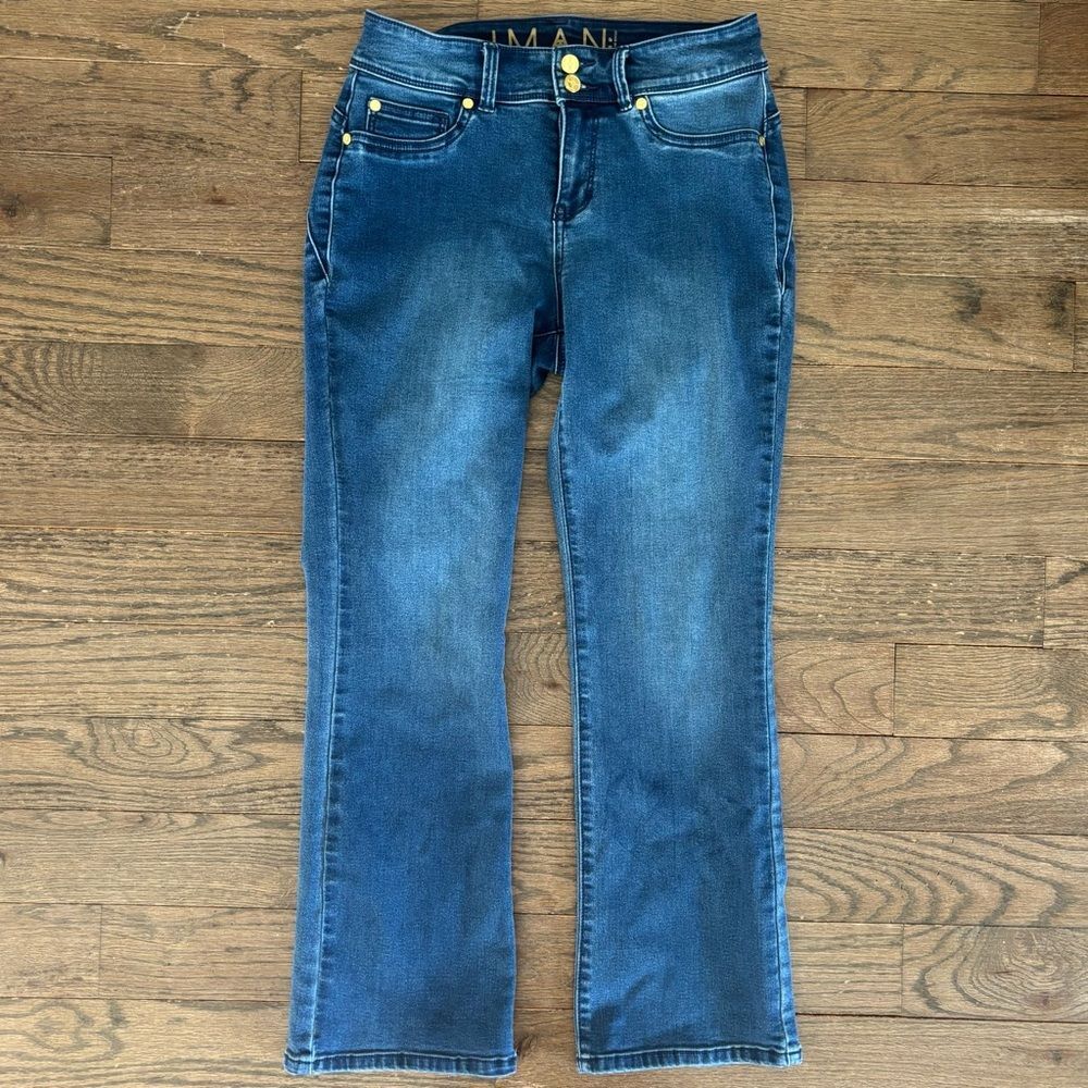 IMAN Global Chic Luxury Resort 360 Slim Bootcut 2 Button Jeans • size 6P - Picture 4 of 10